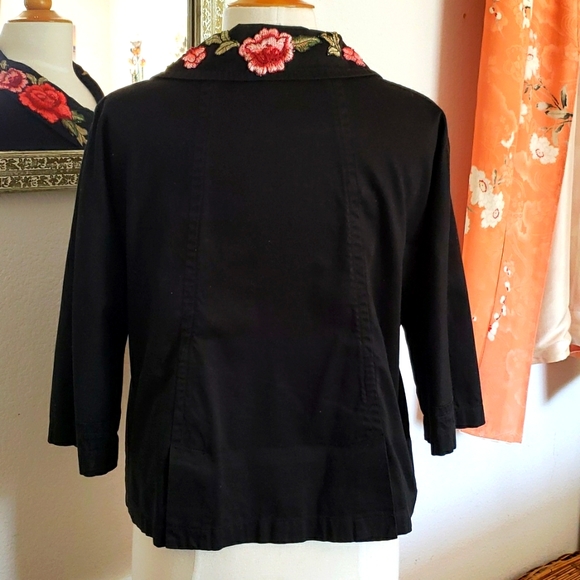 Ambition Retro A-Line Floral Collar Crop Jacket Size Large - Picture 7 of 14